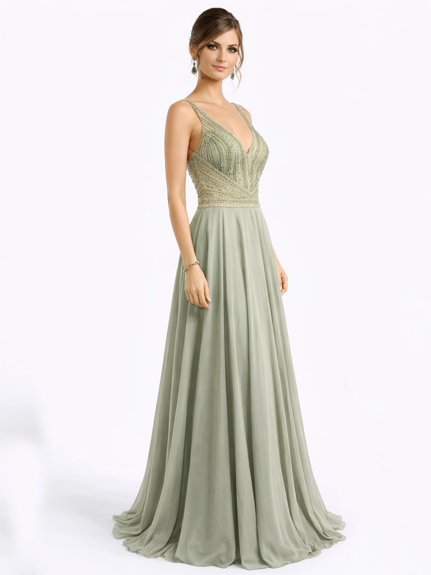 Stijl CS 21 - Lichtgroene / Marineblauwe Jurk