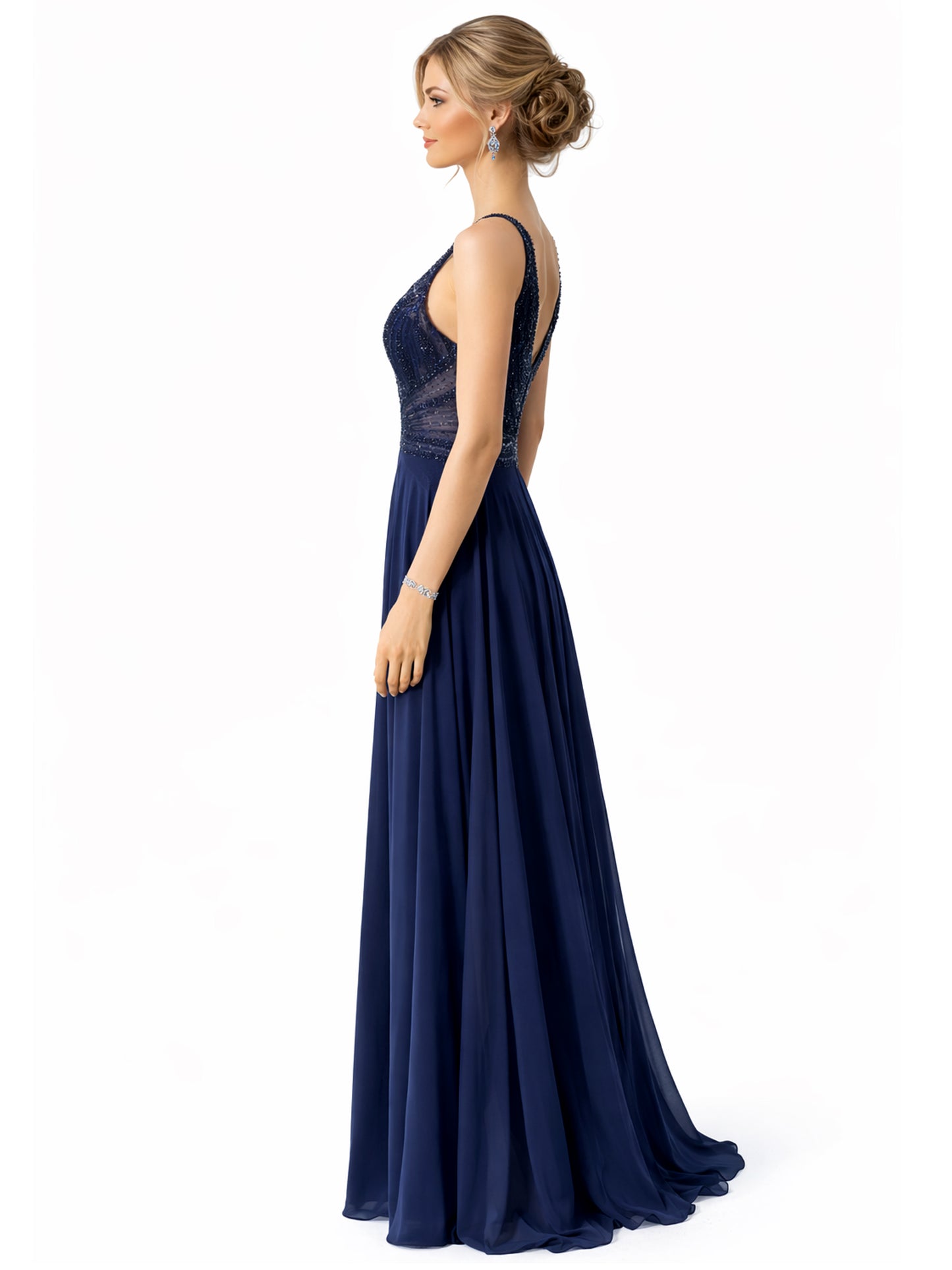 Stijl CS 21 - Lichtgroene / Marineblauwe Jurk